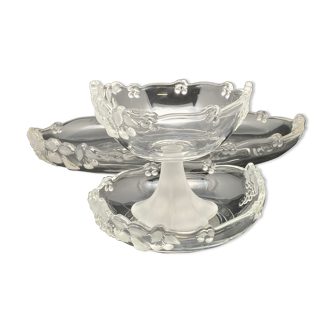 Coupes petites assiettes et plats en verre transparent et opaque motifs « Fruits »