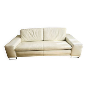 White leather 3-seater sofa Casanova