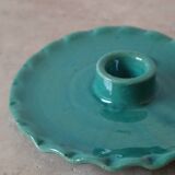 Turquoise blue serrated ceramic candle holder