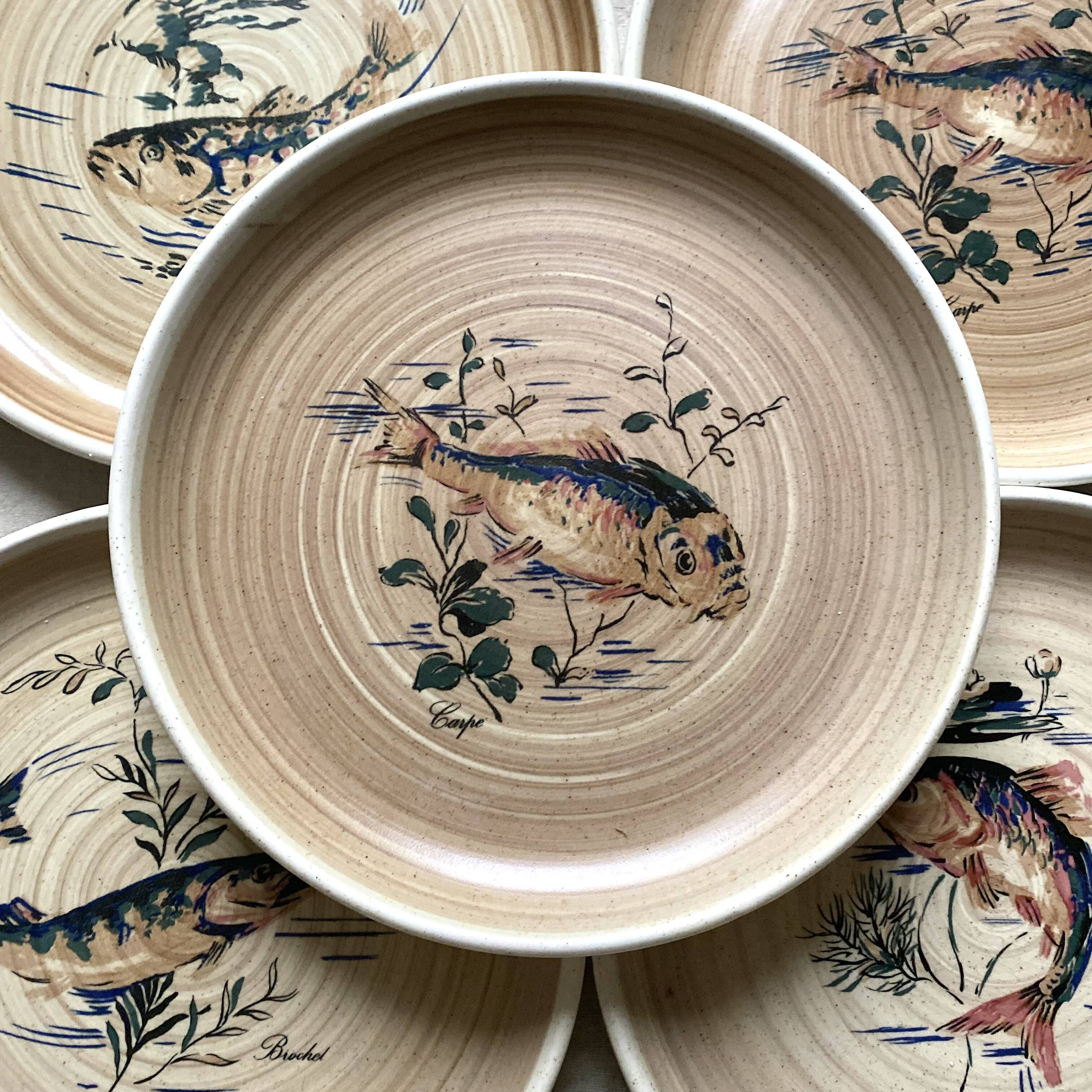 Flat plates Sarreguemines Fish Granville