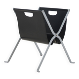 Italian folding magazine holder with saddle leather, 1970s