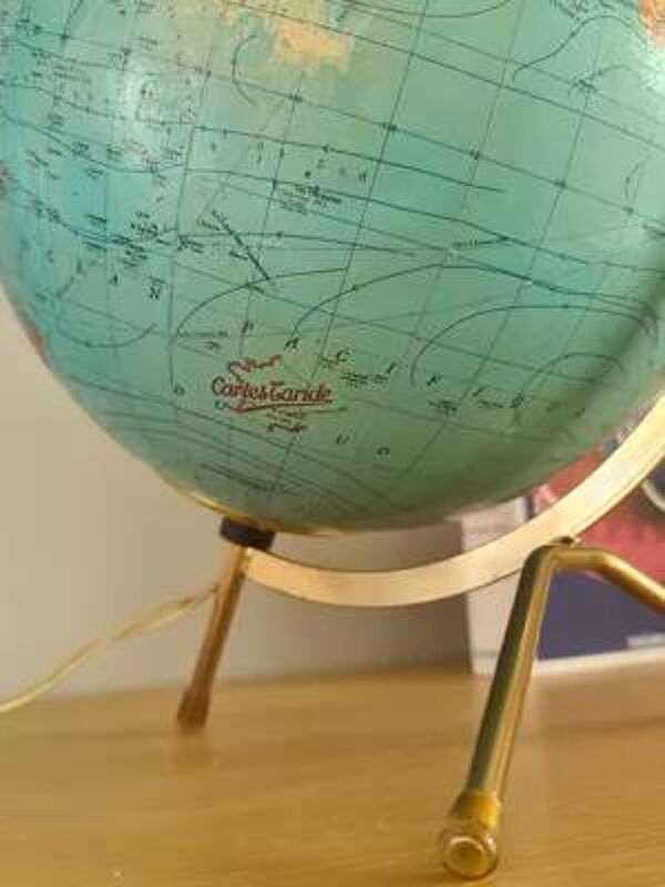 Globe lumineux Taride 1960- mappemonde en verre