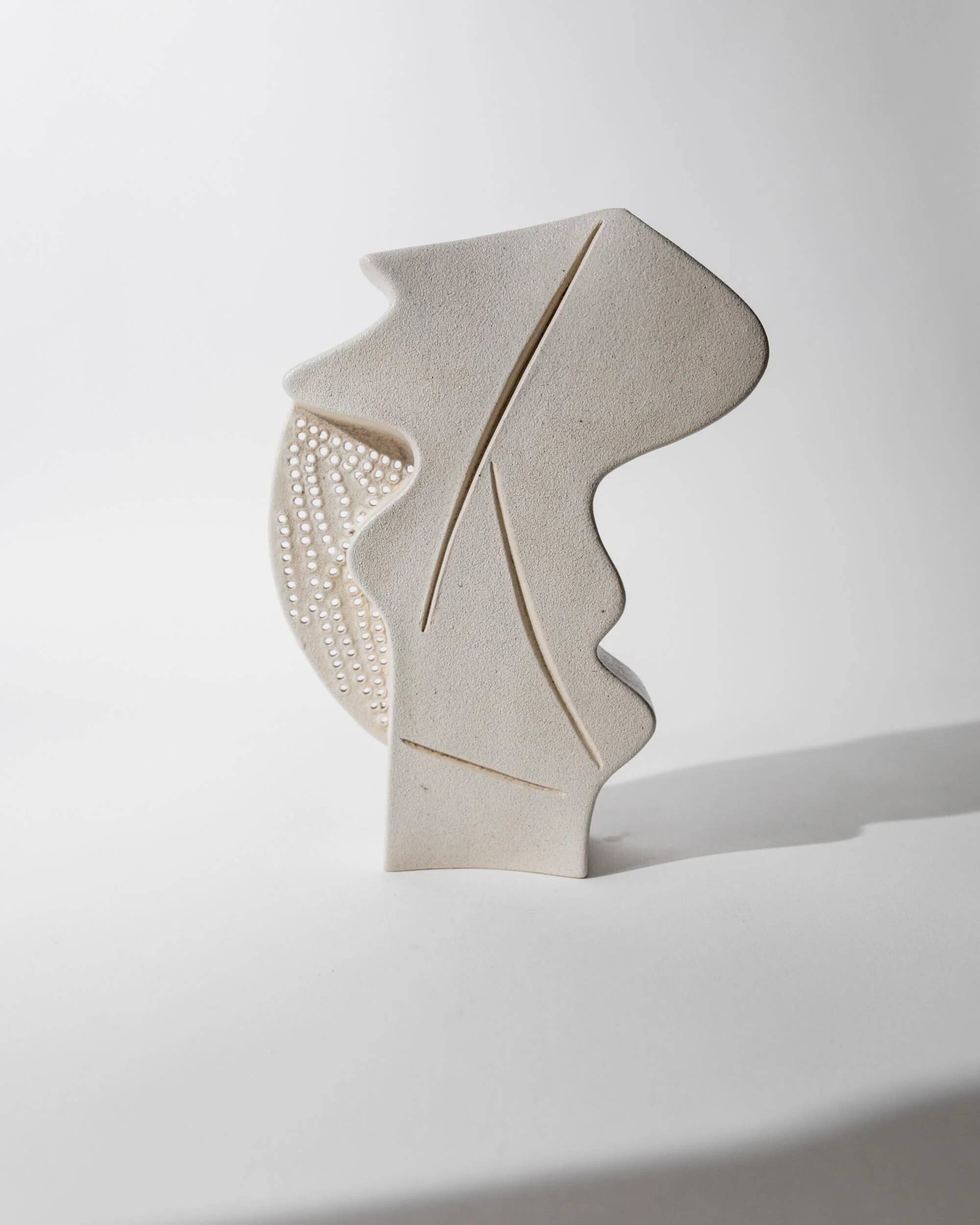 Vintage 1970s studio ceramic vase, stoneware with an abstract openwork shape.