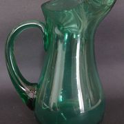 20th century green glass pitcher