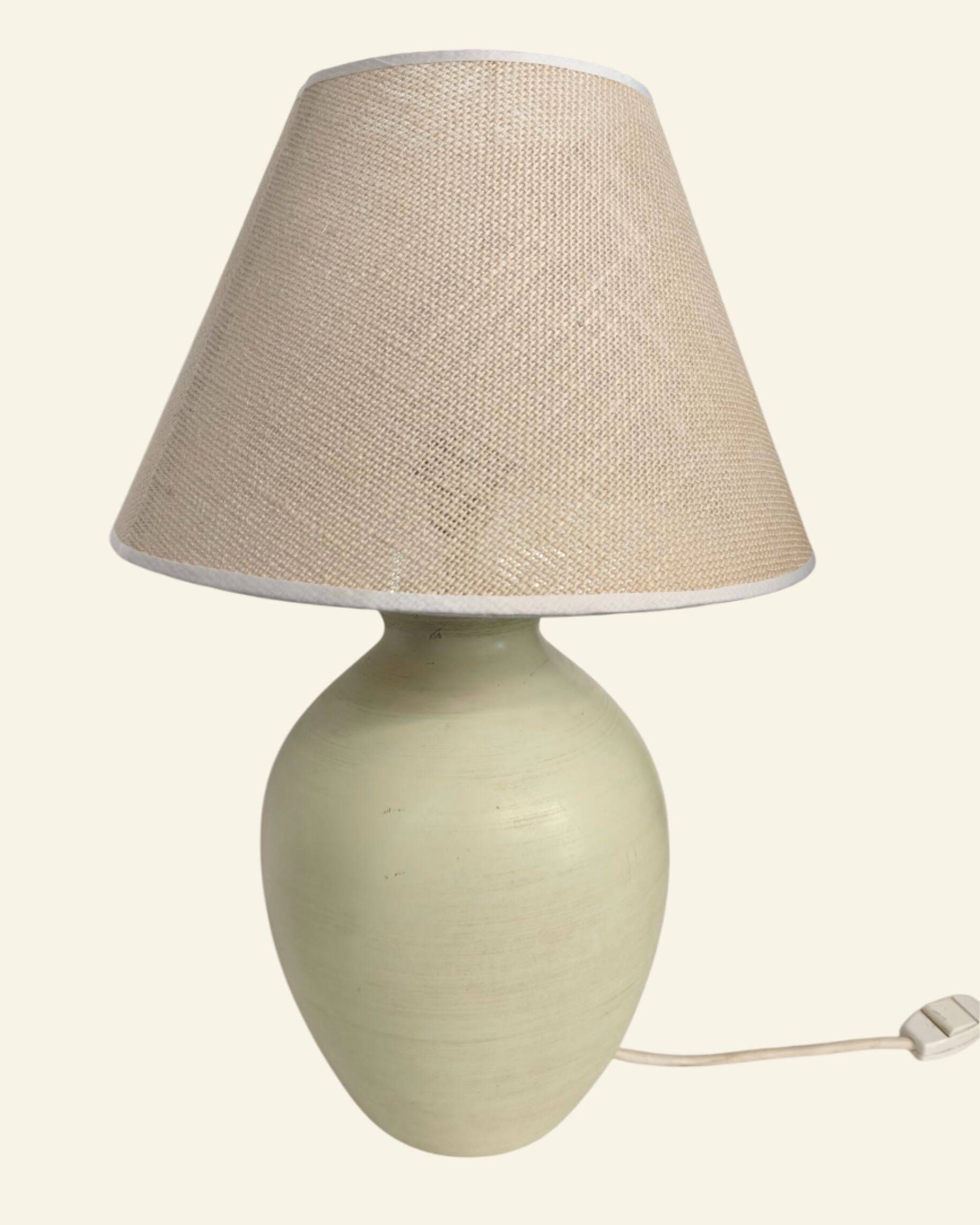 Ceramic lamp base turned in sand colour, organic shape.