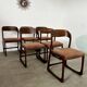 Set of 6 old baumann design sled chairs from the 60s wood and fabric