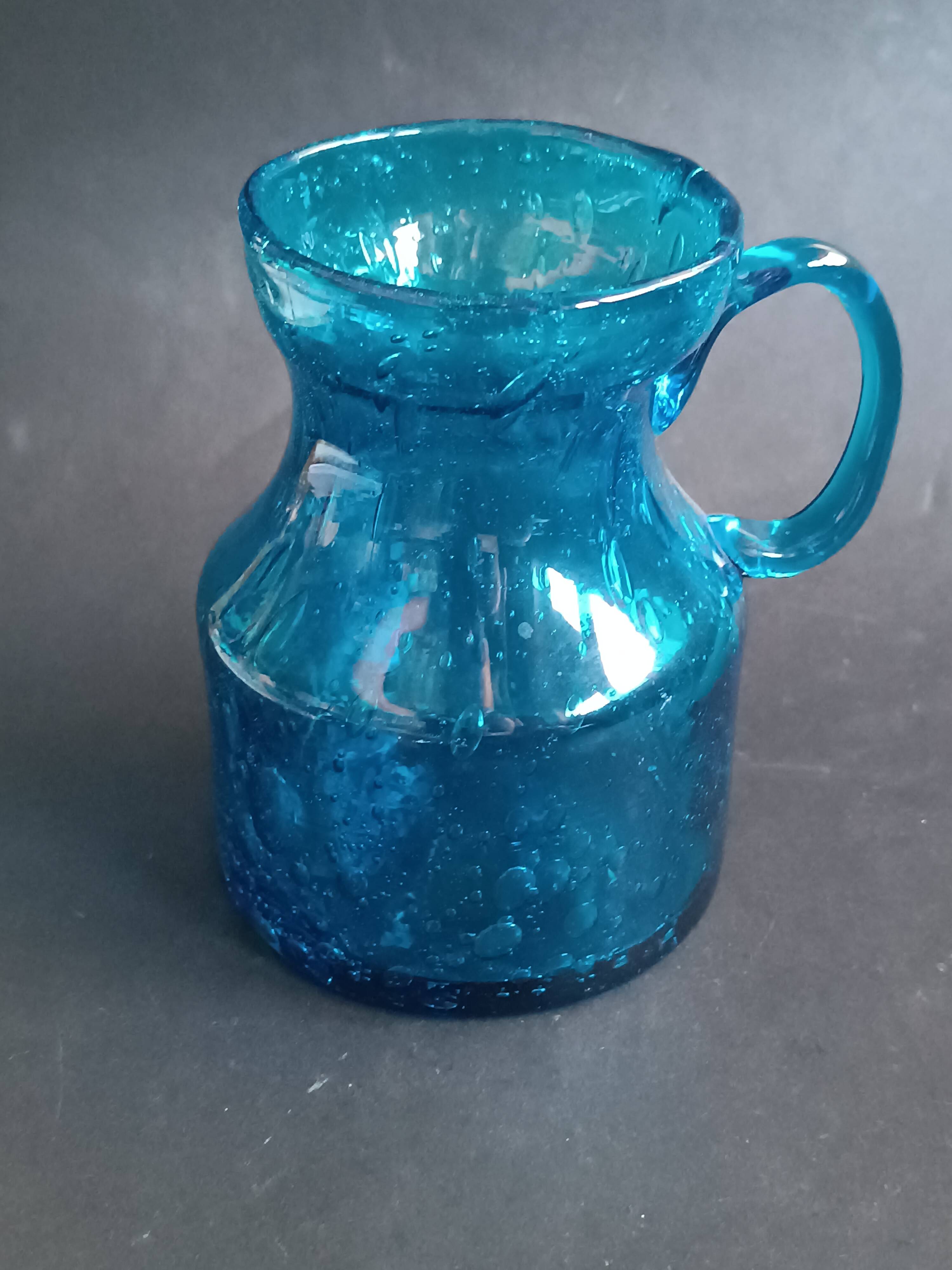 Blue bubbled glass vase Top Design Italy 1970