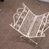 Metal magazine rack, Vintage forged iron magazine rack, folding ornament magazine rack