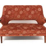Scandinavian 2-seater sofa in fabric and beech, Sweden, 1940