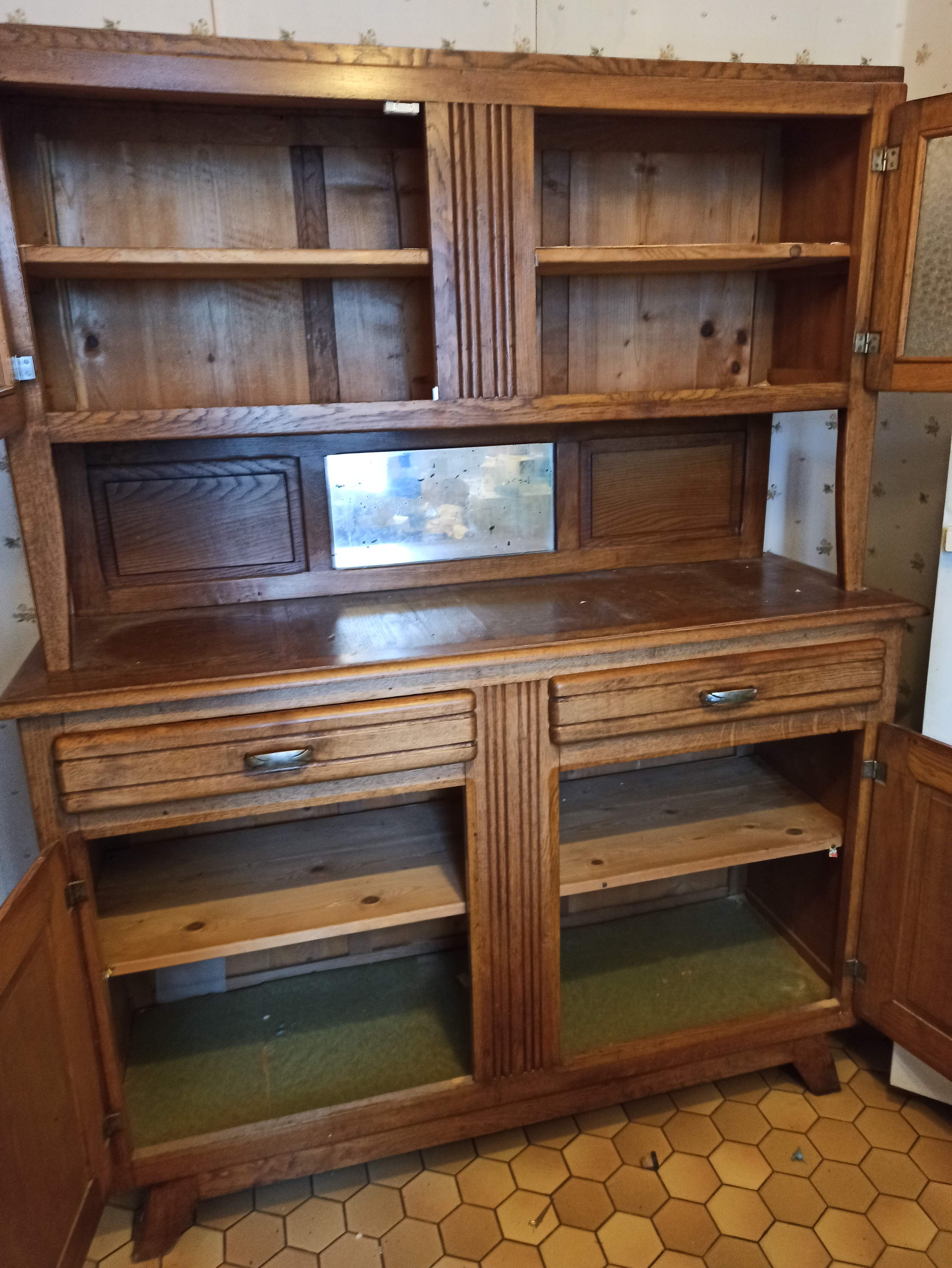 Oak sideboard kitchen glass doors