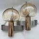 Pair of mid-century modern italian glass and metal wall lights