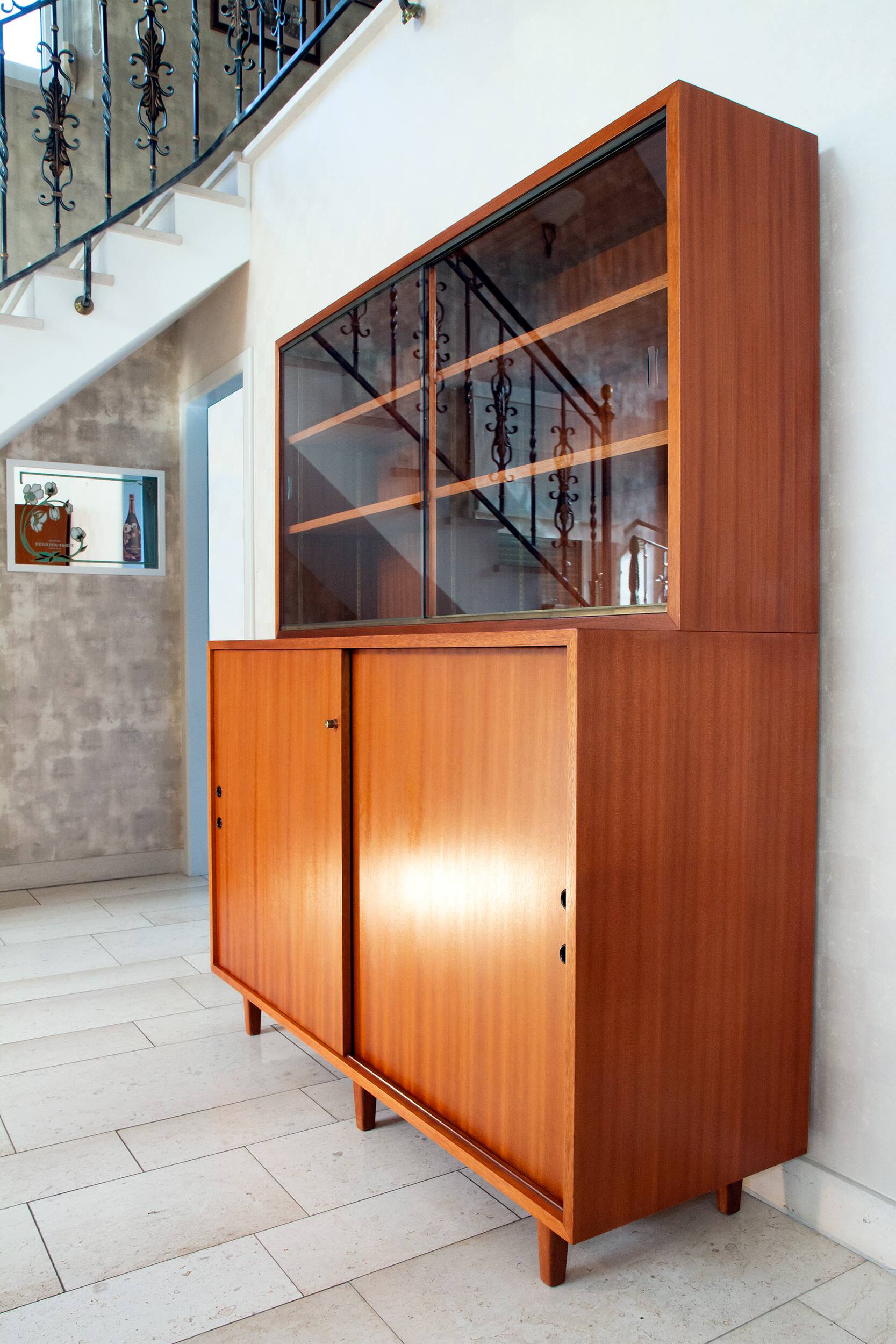 Burwood bookcase, mahogany and display case, 1976