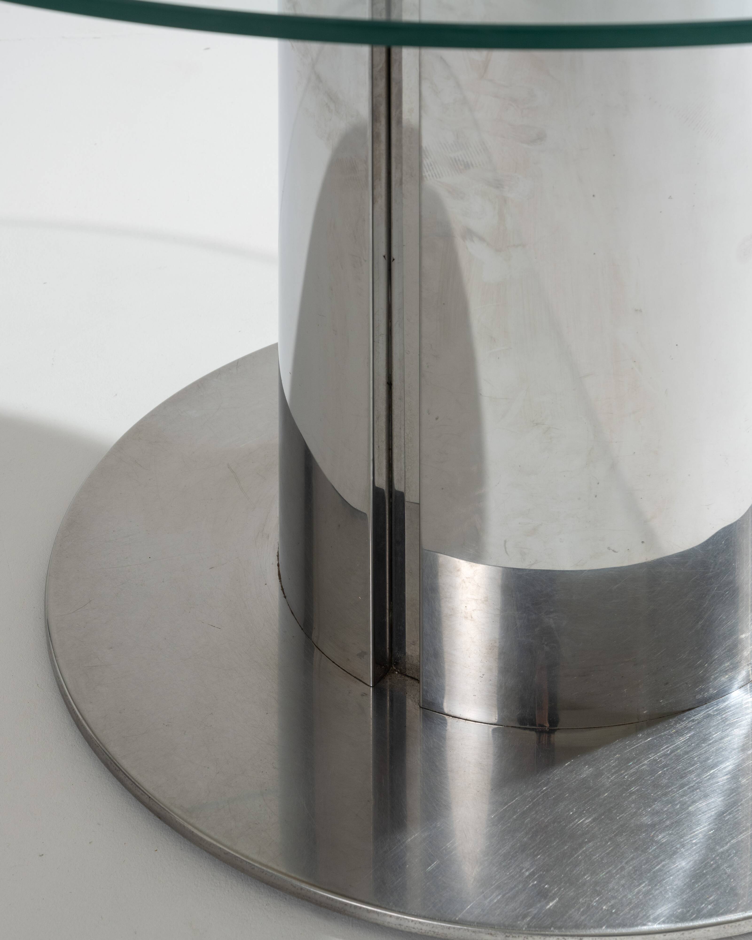 Glass and chrome dining table, antonia astori, 1960s