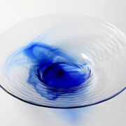 Vintage Bormioli Rocco Art Glass Bowl: Cobalt Blue Swirl Centerpiece