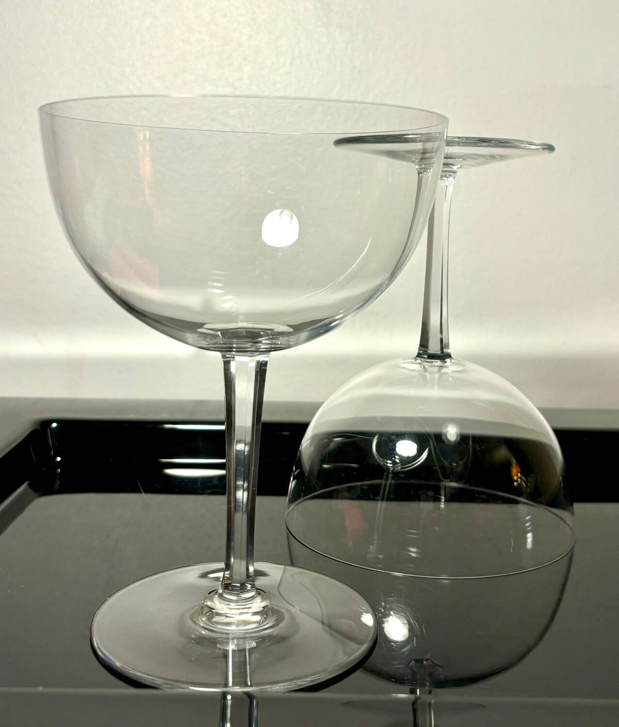 Two giant champagne tasting glasses Baccarat