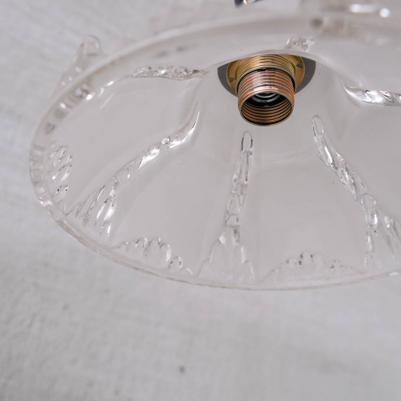 Pair of Mid-Century 'Ice' Glass Pendant Lights