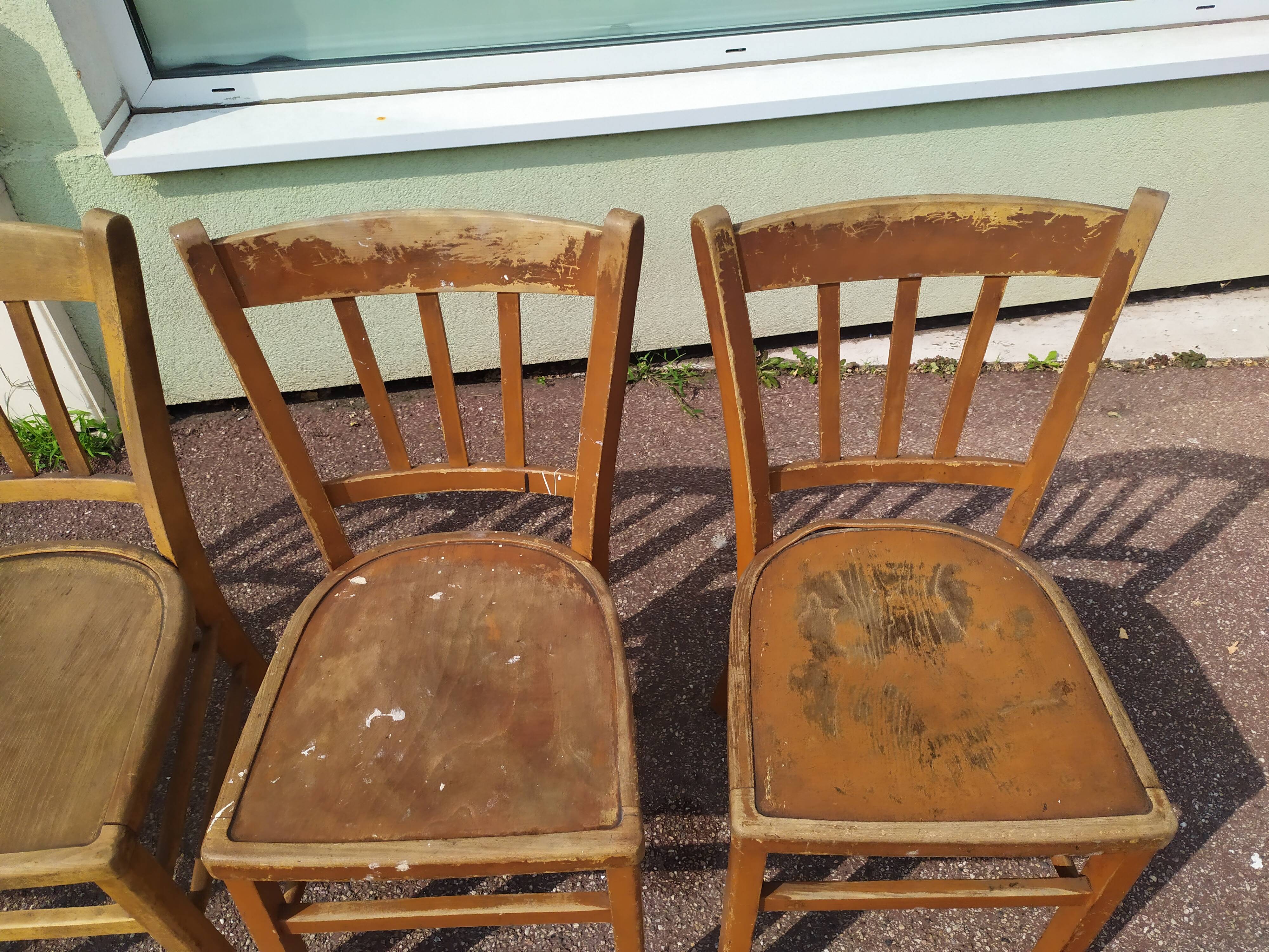 Set of 4 wooden chair bistrot farm