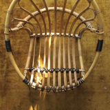 Armchair in rattan and scoubidou