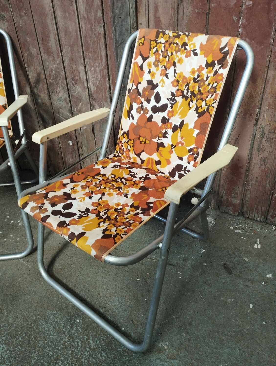 Pair of vintage folding camping chairs