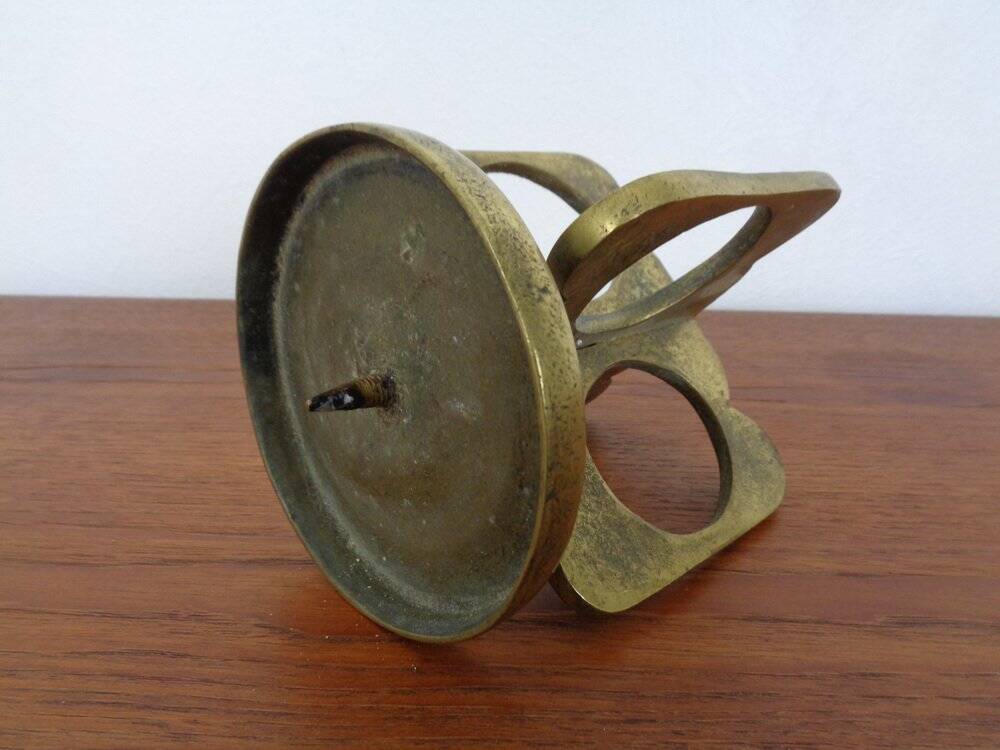 Brutalist Bronze Candle Holder, 1960s