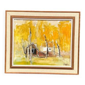 Original Swedish Oil on Canvas – "Houses and Trees in Autumn" by Pia H. Campbell