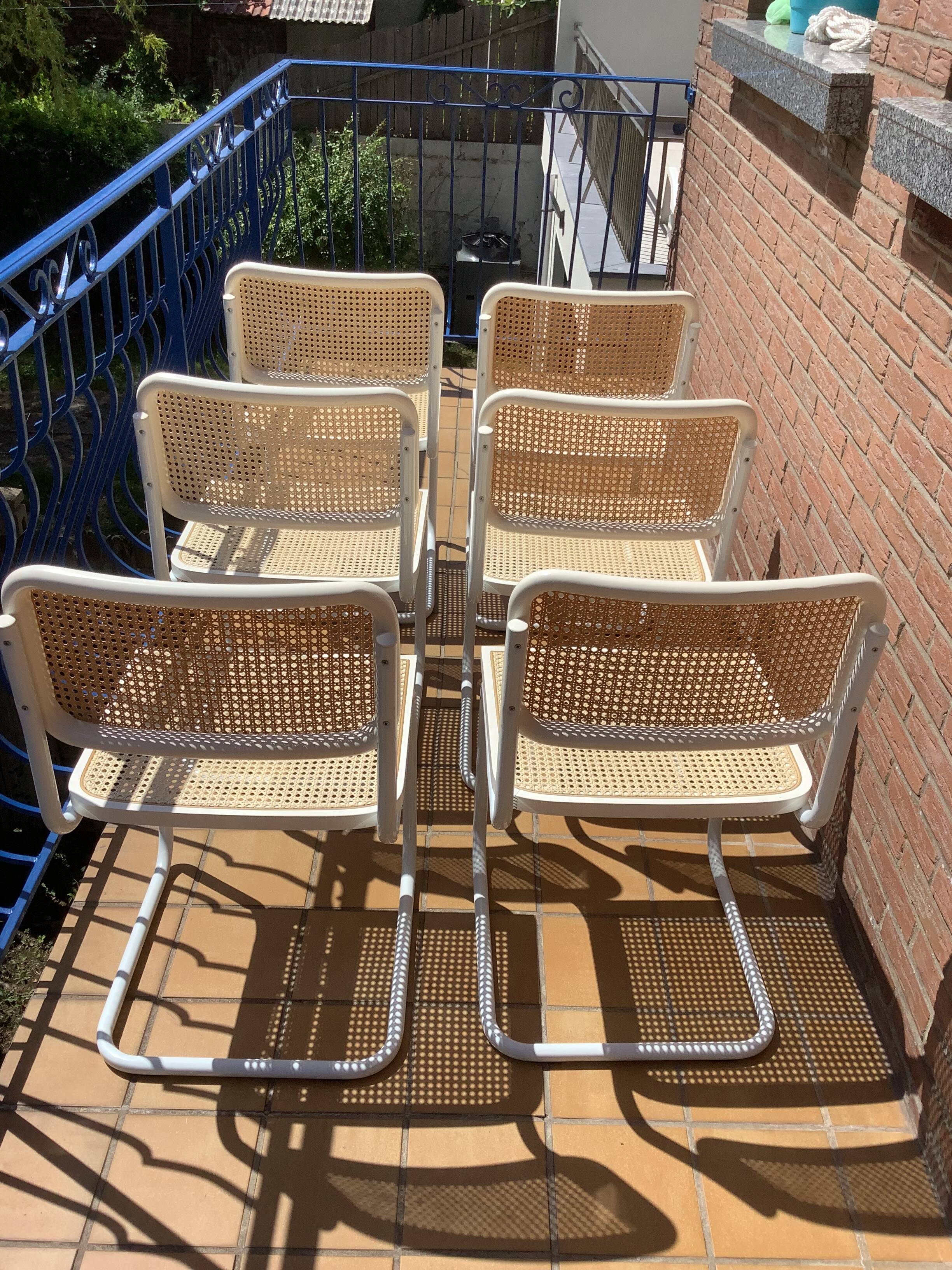Set of 6 B32 chairs Marcel Breuer Italy design 1970