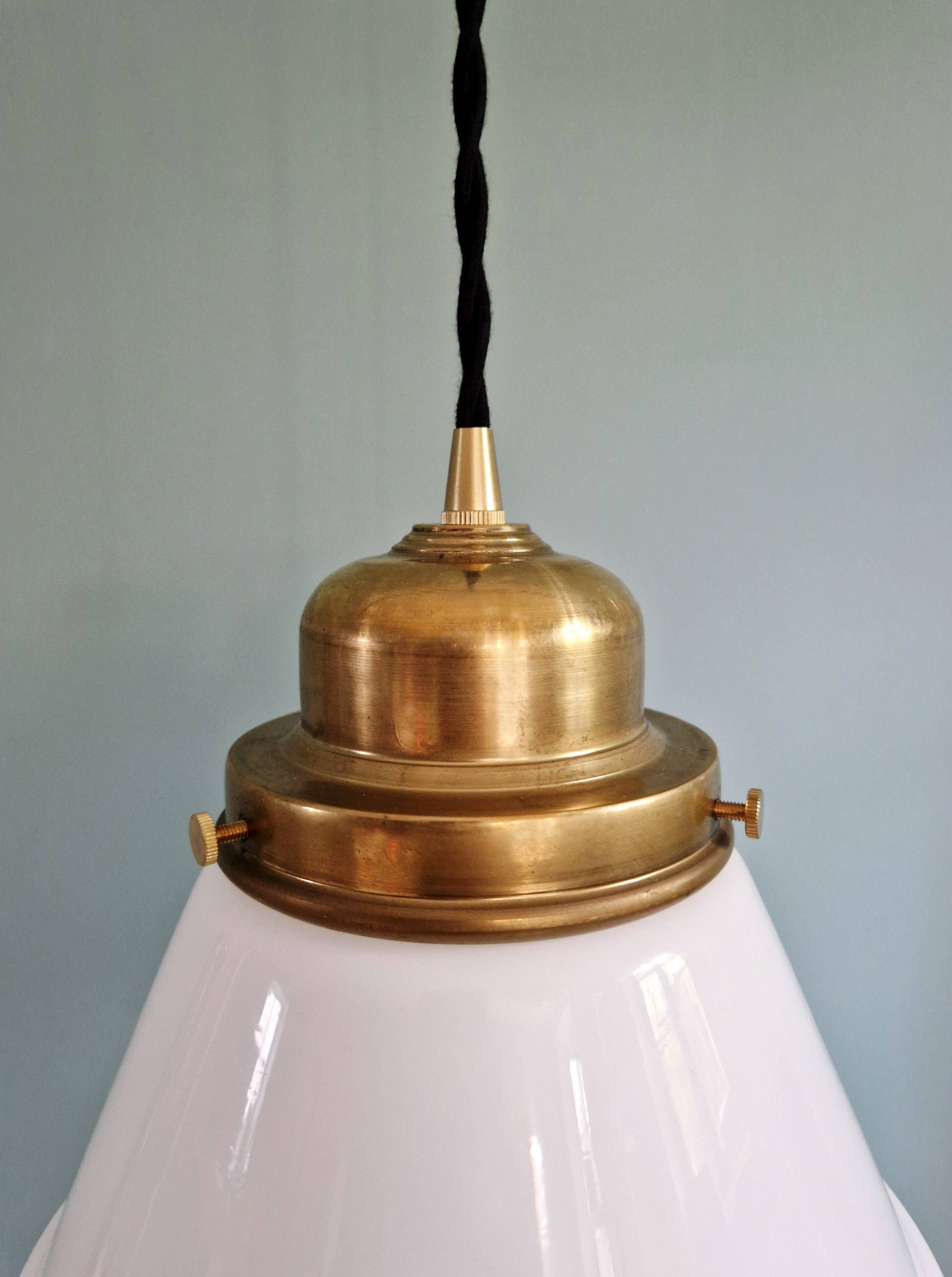 Art Deco Philips suspension in white opaline, 1930 (2 available)