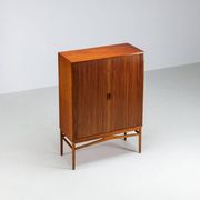 Danish high cabinet in teak with tambour doors Denmark 1960