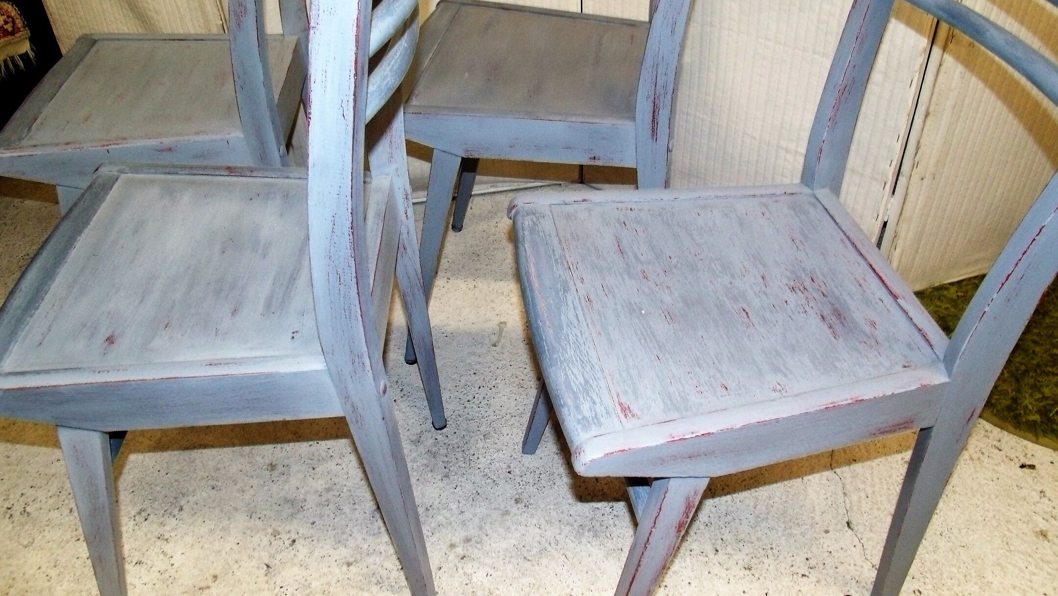 Lot of 4 Chair 1950 luterma painted