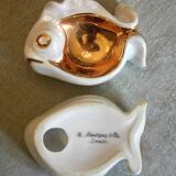 Salerons en porcelaine Limoges , forme poisson années 50 Vintage