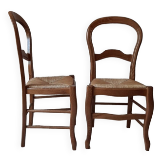 Pair of straw cherry chairs