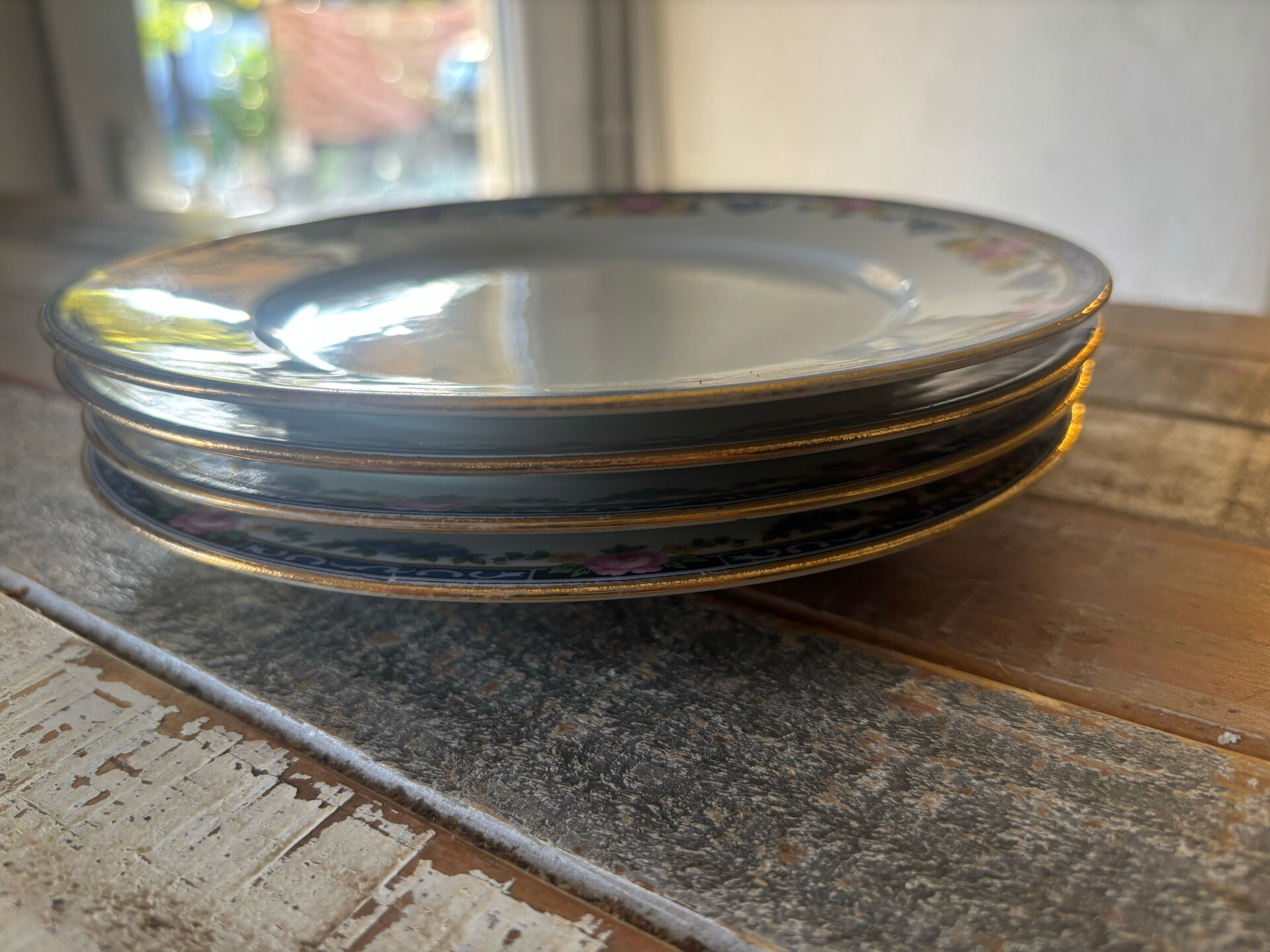 Set of 4 plates in genuine Limoges porcelain – marking ULM F