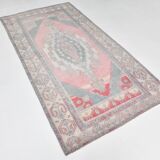 4x8 Soft Pink Geometric Handmade Vintage Rug, 128x242Cm