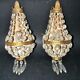 Pair of vintage lamps: wall lights with gold trim and cut crystal.