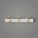 Vintage wall coat rack with 3 hooks in gold anodized aluminum