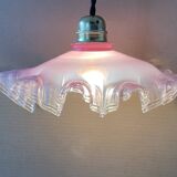 Suspension rose en verre ancienne