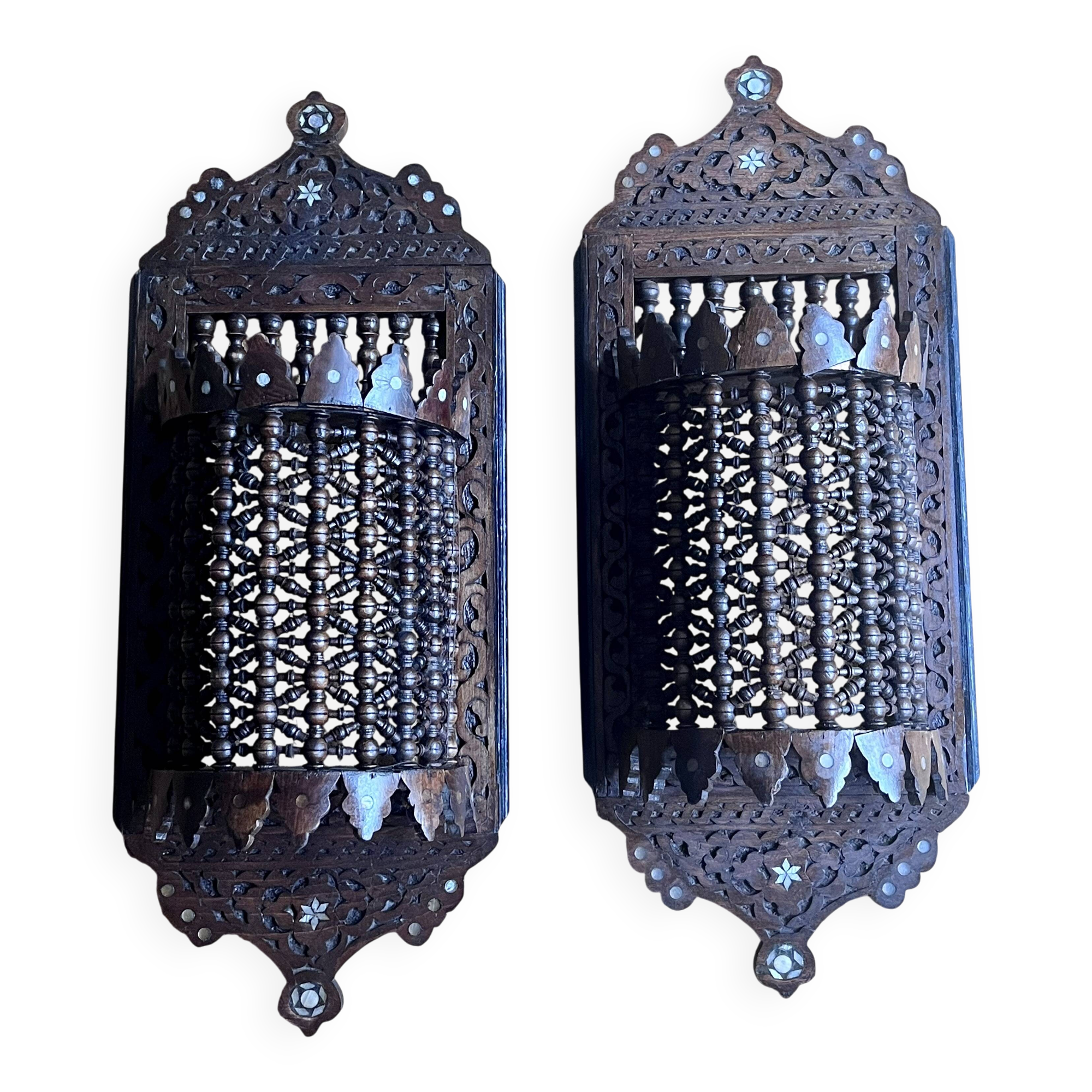 Pair of oriental wall sconces - Moucharabieh - Syria/Lebanon