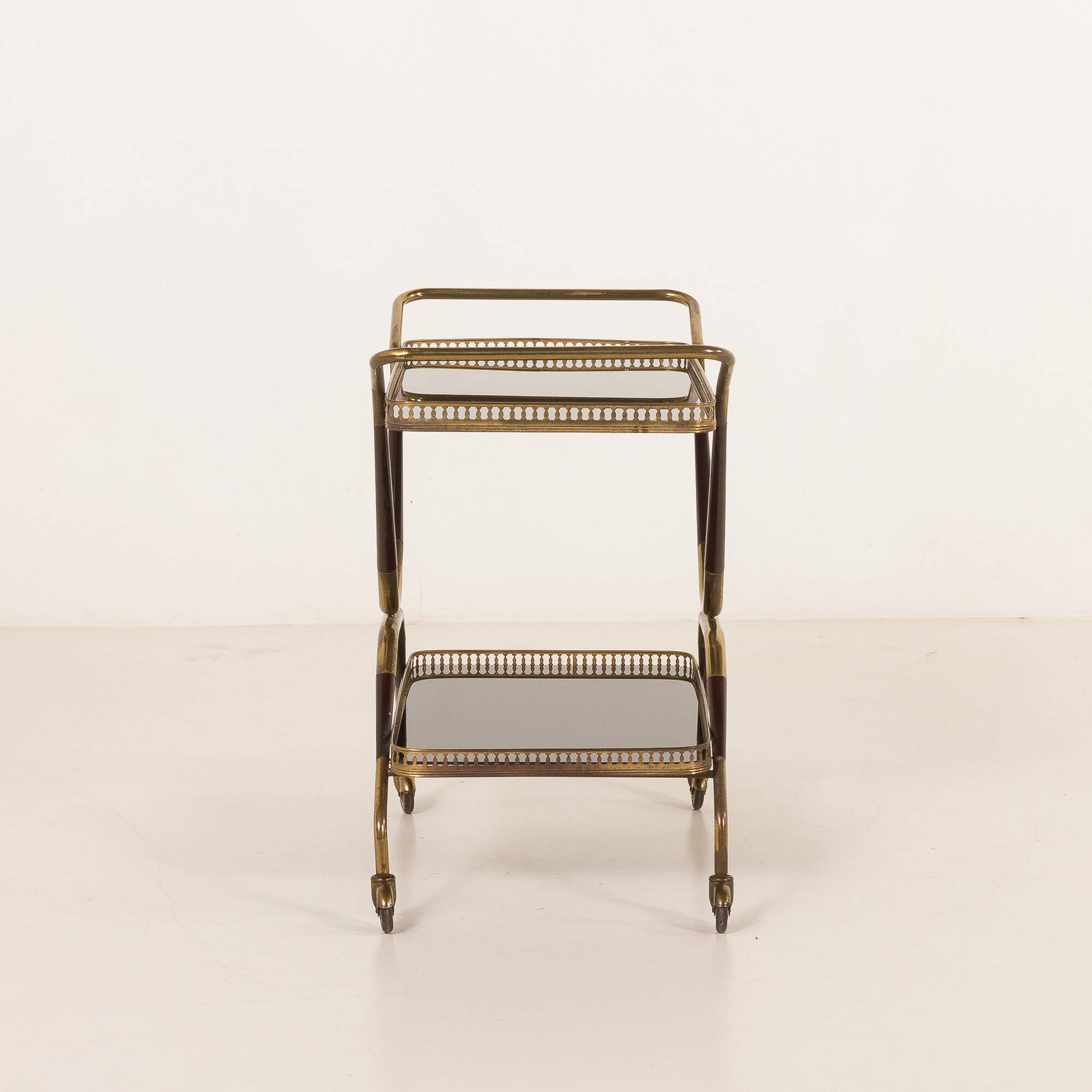 Italian mid century brass bar cart, serving trolley, 1960s