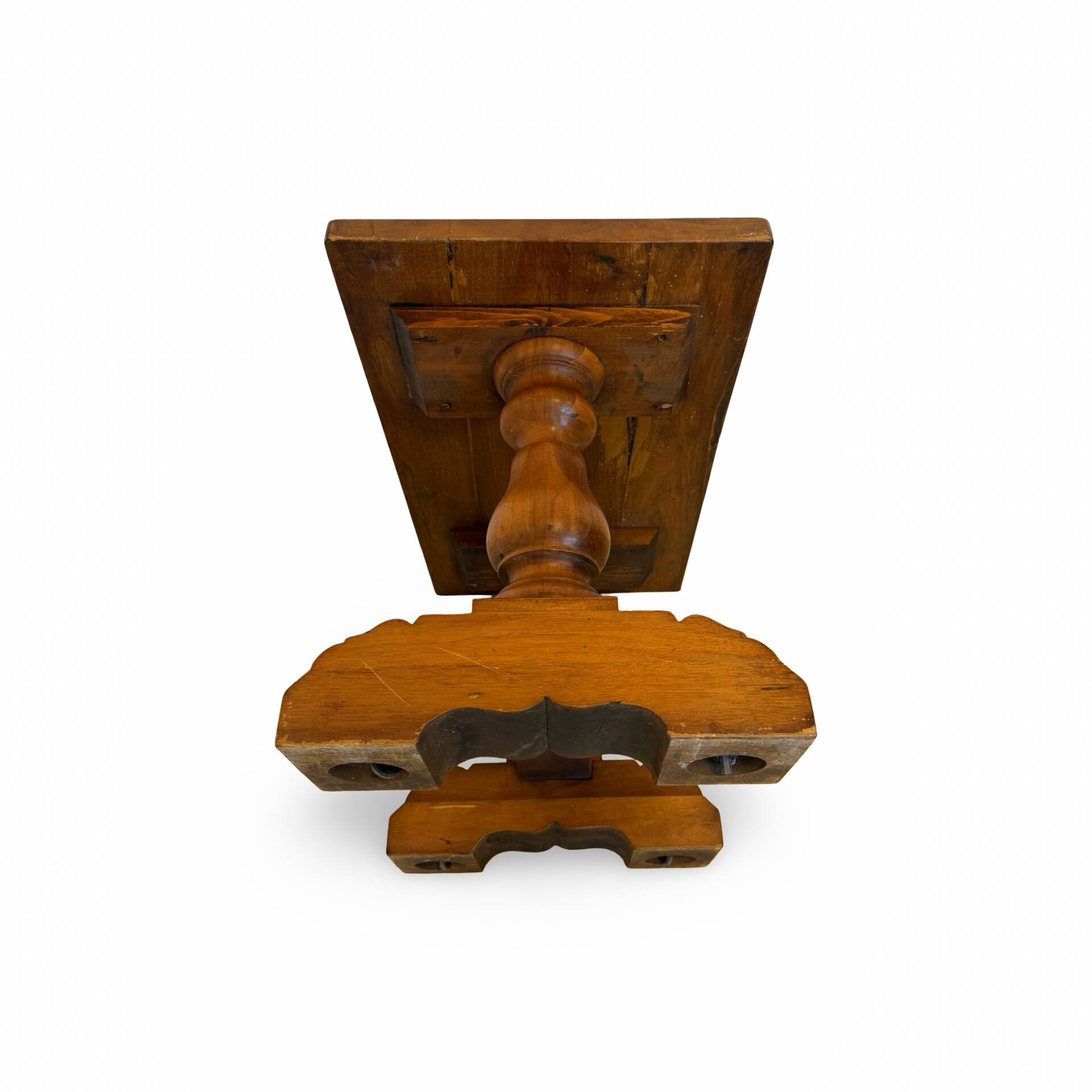 A small, rustic walnut wooden table, crafted from solid walnut wood, 1
