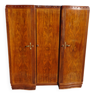 3-door walnut Art Deco wardrobe