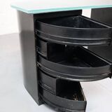 1930's modernist desk in black lacquered metal