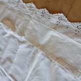 Ensemble ancien drap plat et 2 taies d'oreiller