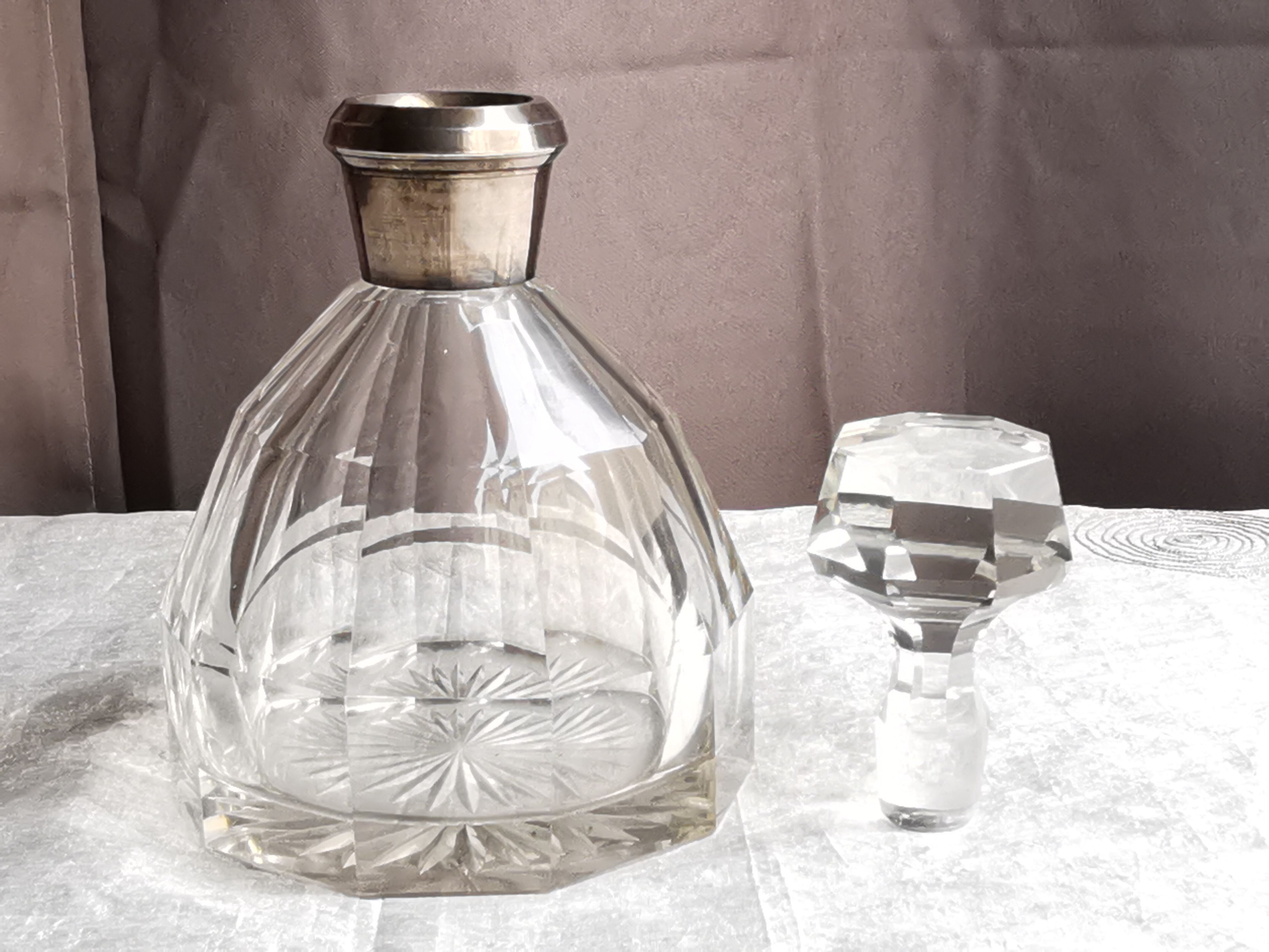 Old crystal round carafe