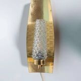 Vintage glass wall sconce from the 1960s in brass, mid-century light.
