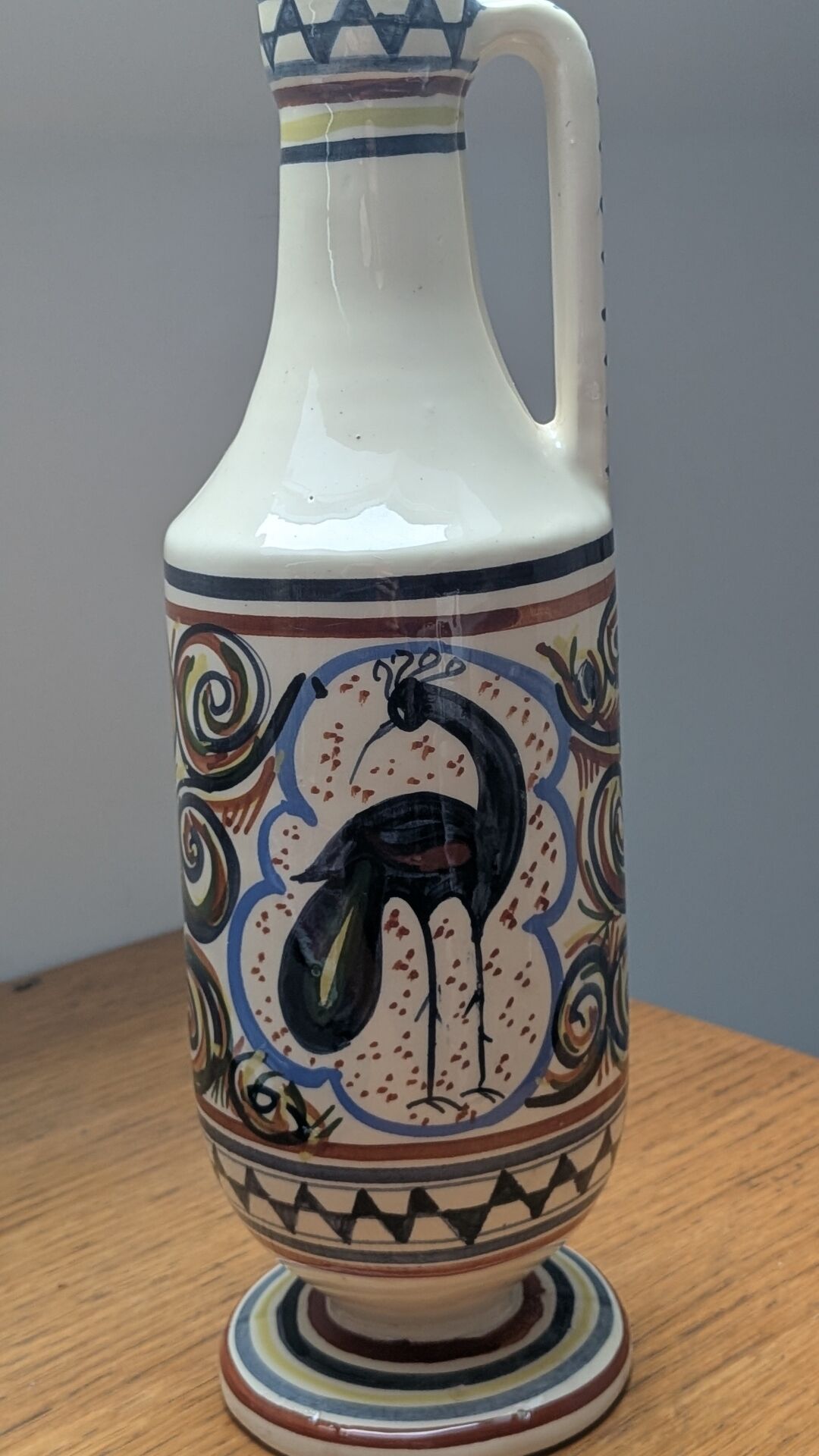 large jug from Vallauris, signed, hand-painted
