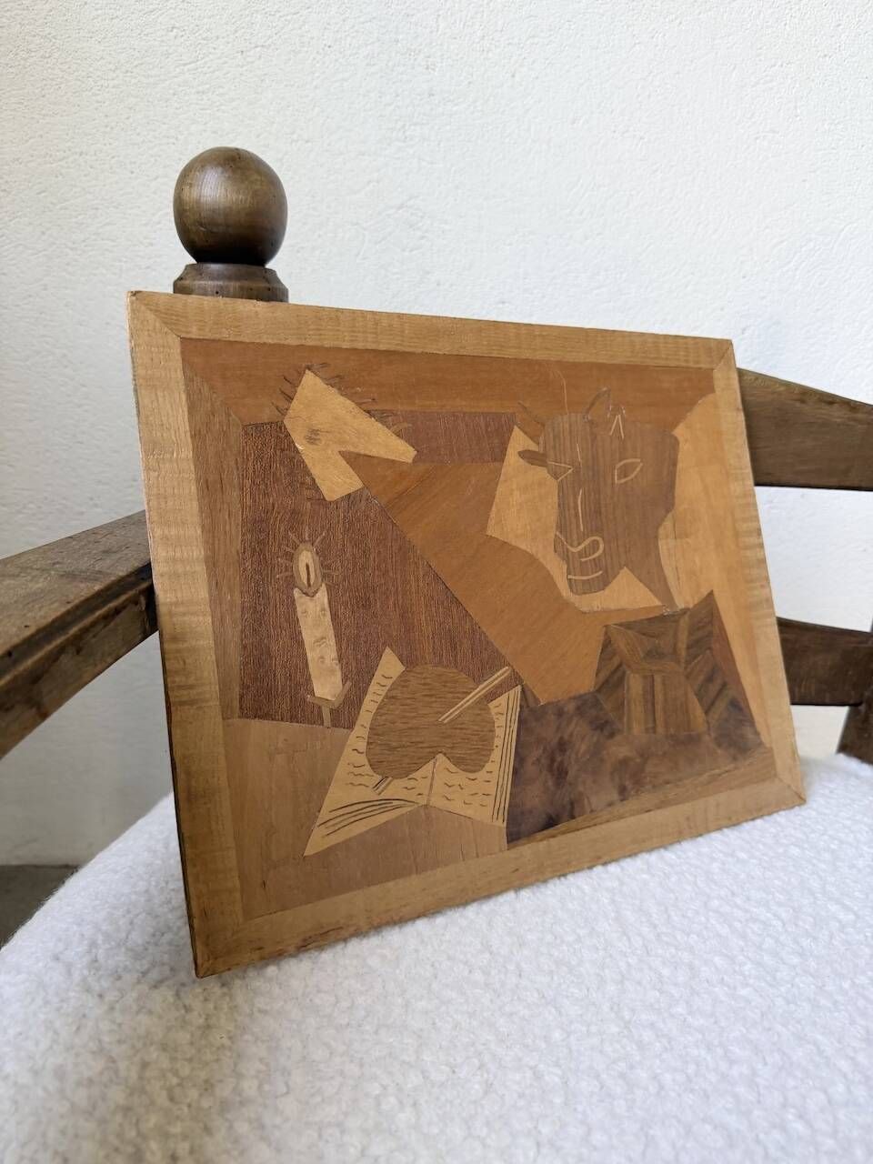 Wood marquetry panel Picasso