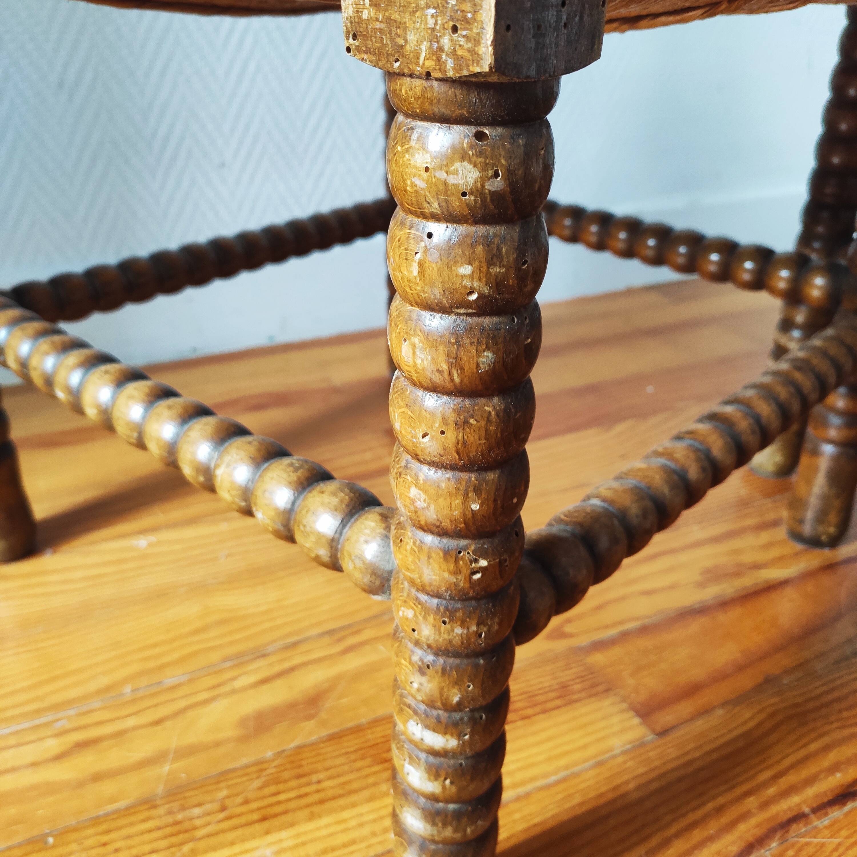 Paire de chaises anciennes bois tourné bobine