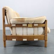 1960s Oak Scandinavian 3-Seater Sofa in Fine Leather Upholstery
