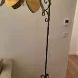 Wrought iron tripod floor lamp & flower lampshade