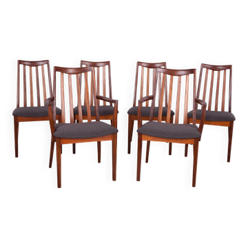 Mid-Century Teak and Fabric Dining Chairs by Leslie Dandy for G-Plan, 1960s, Set of 6